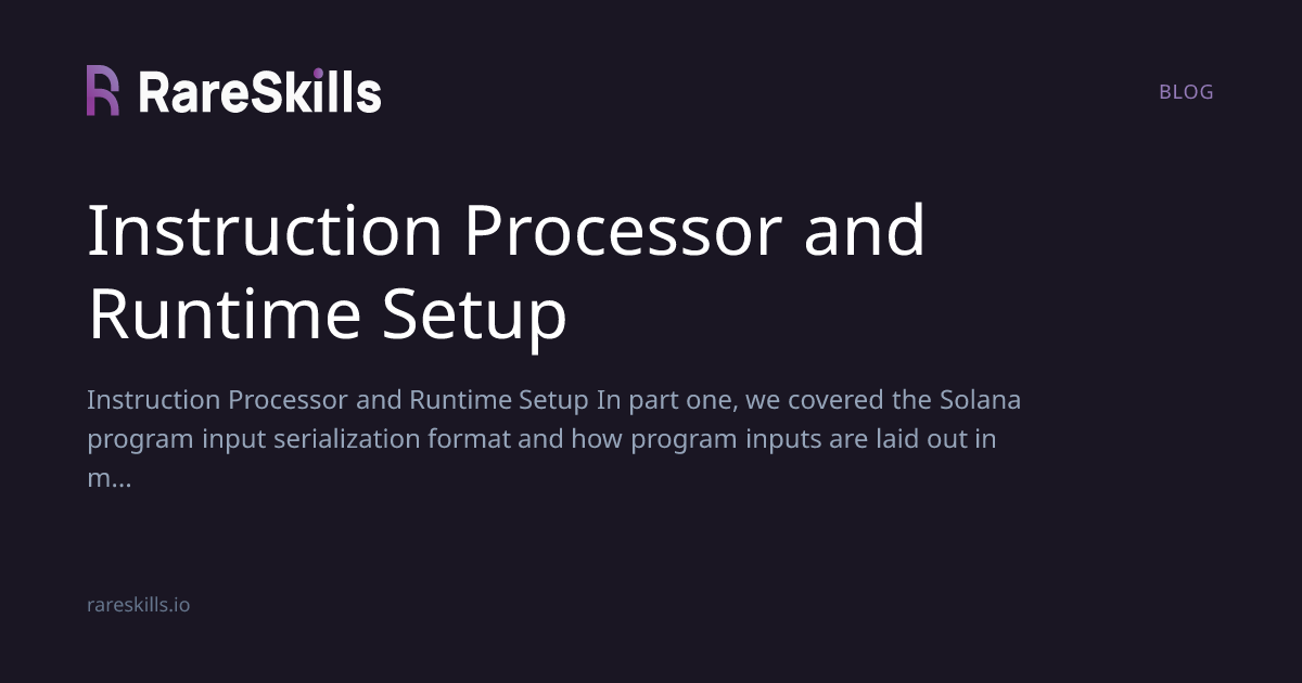 Instruction Processor and Runtime Setup | RareSkills