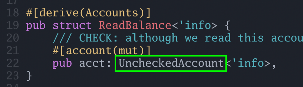 code for unchecked account