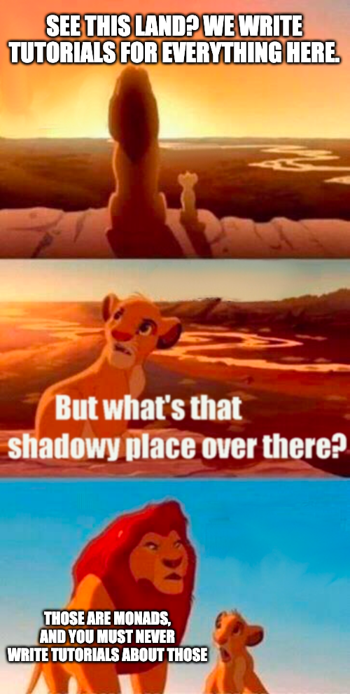 Math meme about monad tutorials