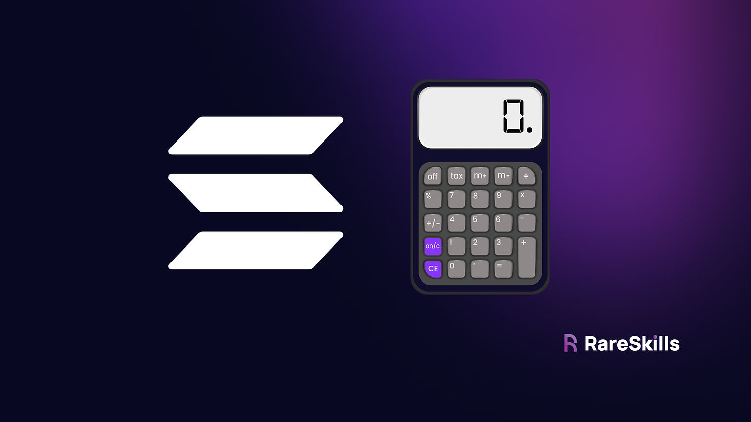 Hero image showing the Solana logo and a calculator