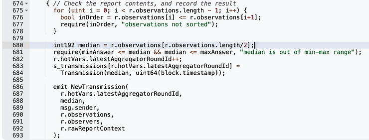 median computation in the transmit() function