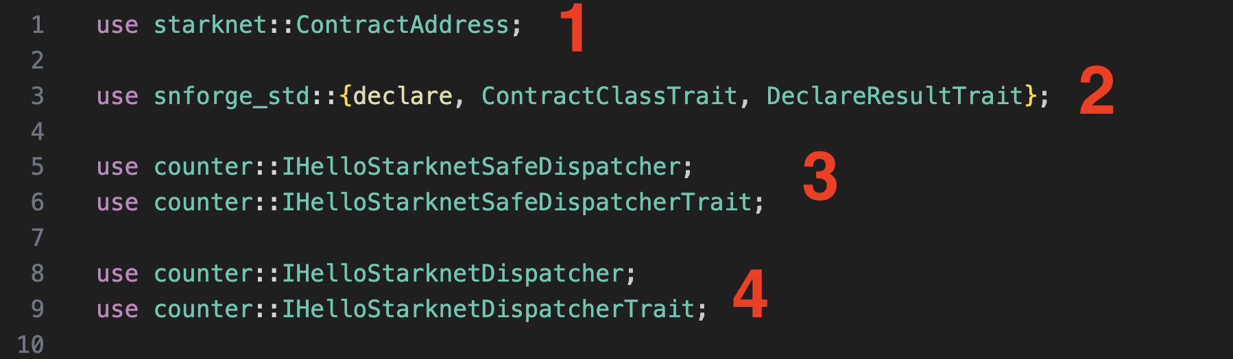 imports at the top of a cairo contract file