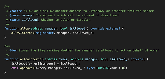 allow() and allowInternal() functions