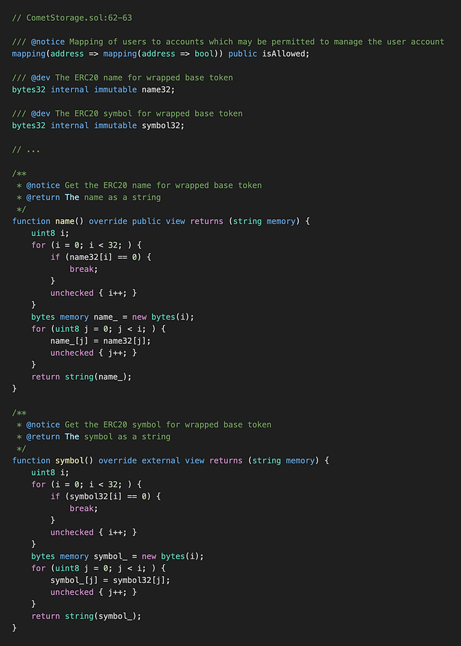 name() and symbol() functions