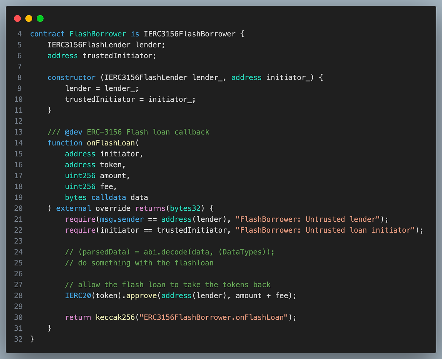 erc 3156 flash borrower implementation