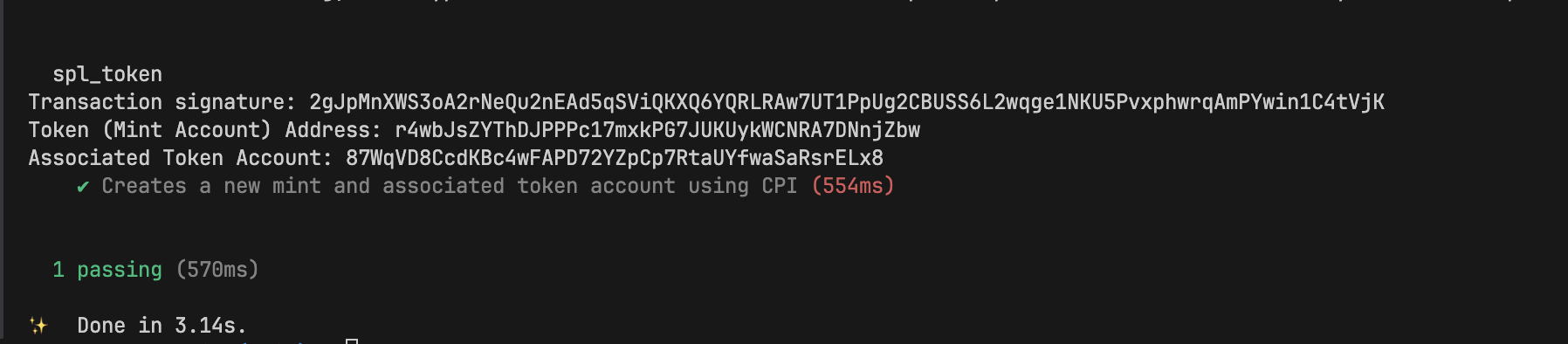 a screenshot showing the anchor test succeeded