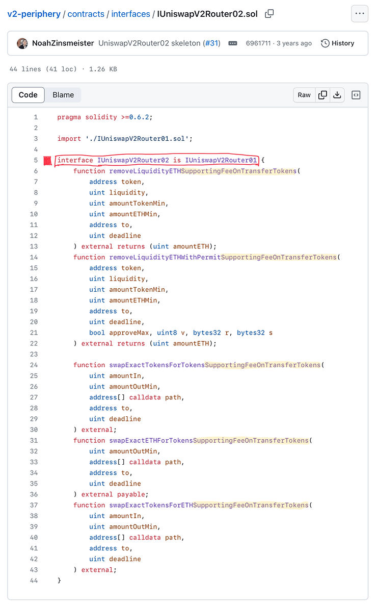 uniswap v2 router inheritance